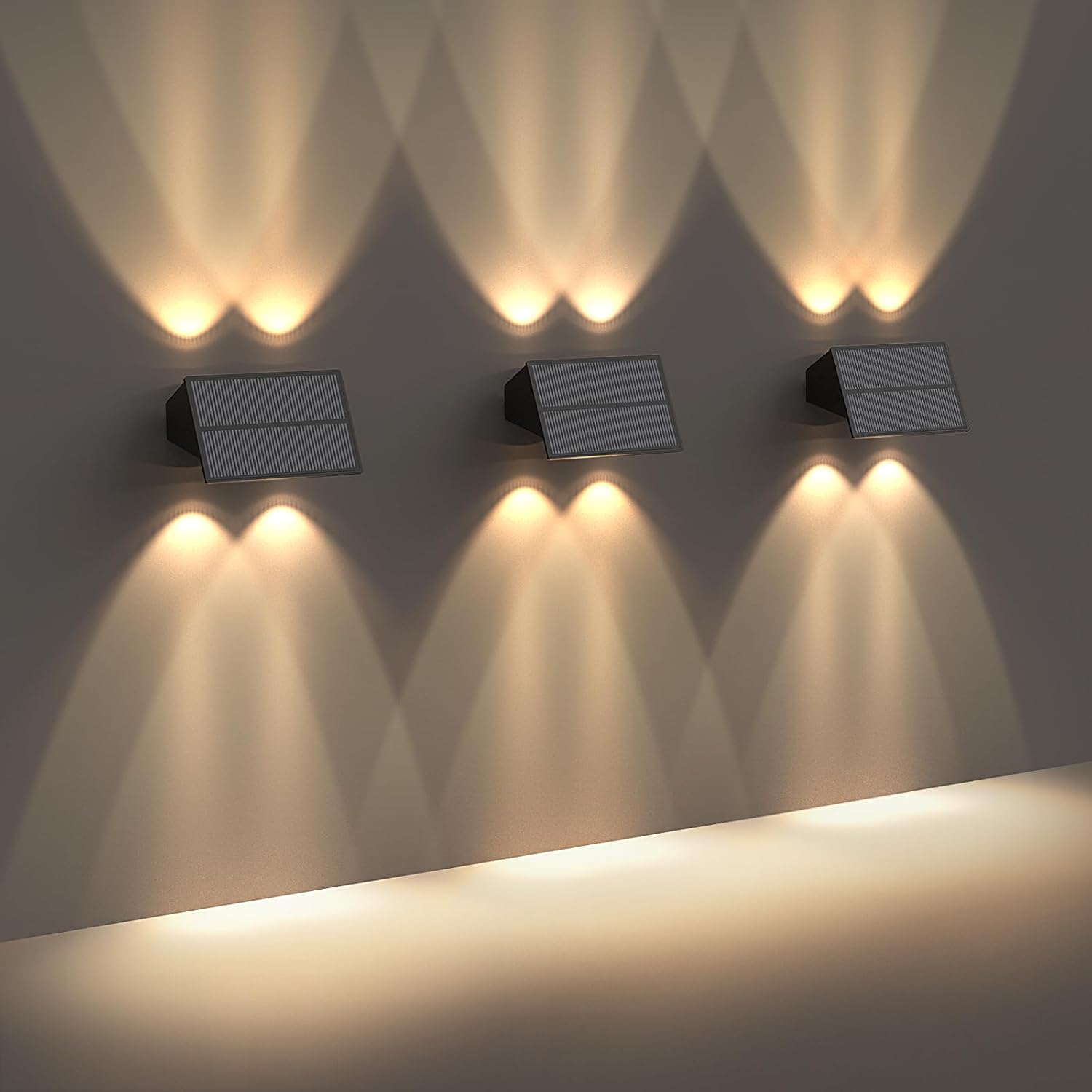 4 Pack Vkndoynt Solar Wall Lights Outdoor Waterproof Up/Down Lights for Grocery Store, Garage, Backyard - Solar Powered Fence Lights