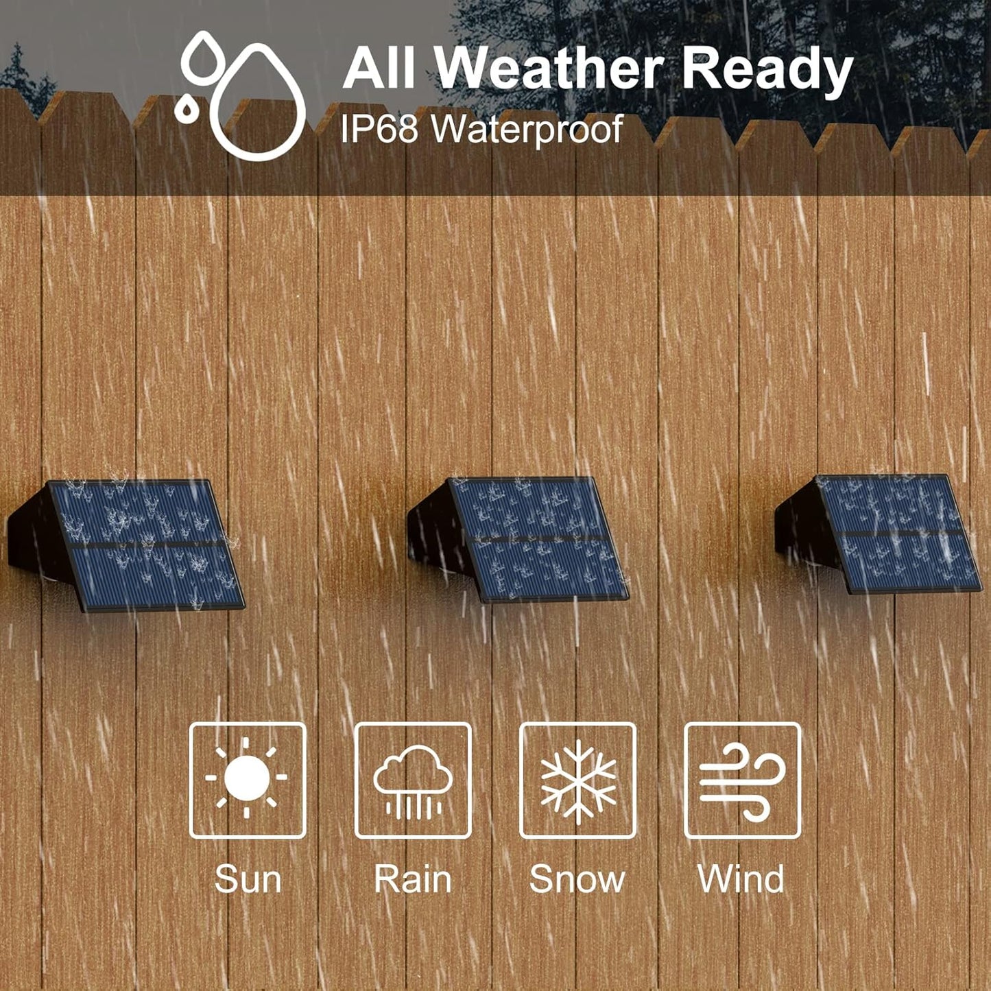 4 Pack Vkndoynt Solar Wall Lights Outdoor Waterproof Up/Down Lights for Grocery Store, Garage, Backyard - Solar Powered Fence Lights