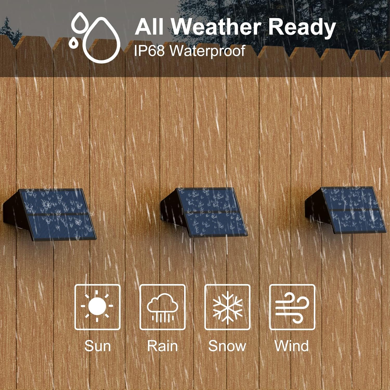 4 Pack Vkndoynt Solar Wall Lights Outdoor Waterproof Up/Down Lights for Grocery Store, Garage, Backyard - Solar Powered Fence Lights