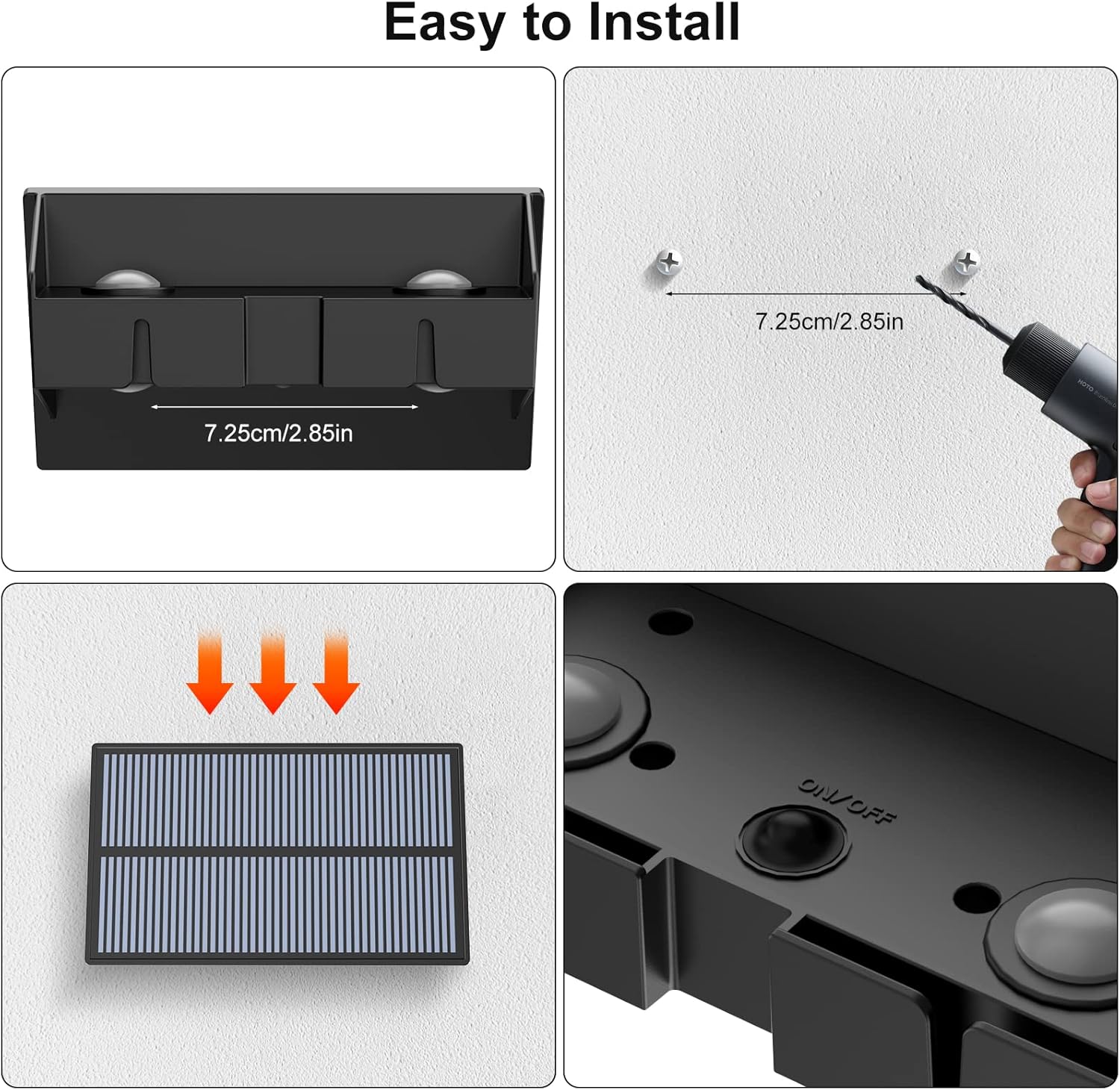 4 Pack Vkndoynt Solar Wall Lights Outdoor Waterproof Up/Down Lights for Grocery Store, Garage, Backyard - Solar Powered Fence Lights