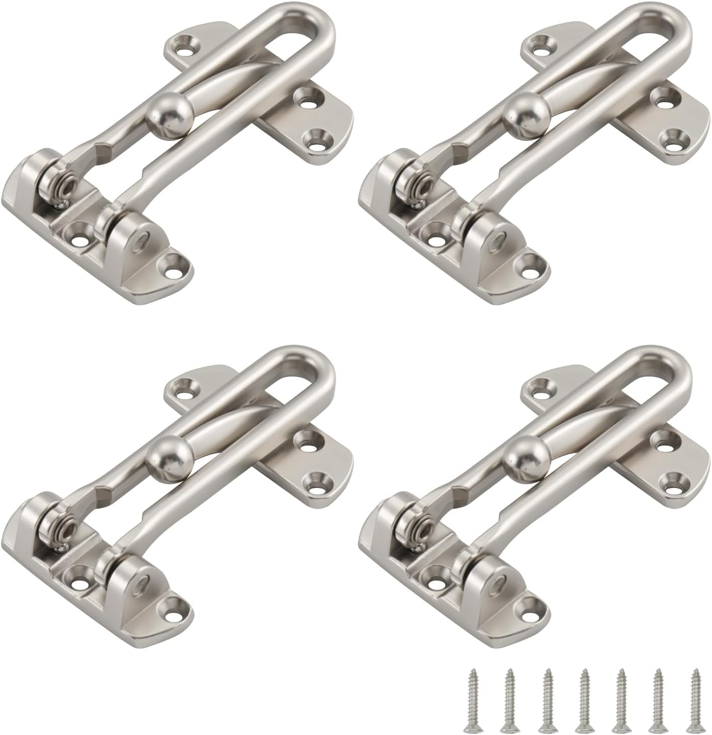 4 Pack WellMade Swing Bar Door Security Latch for Kids Safety and Home Security - Satin Nickel
