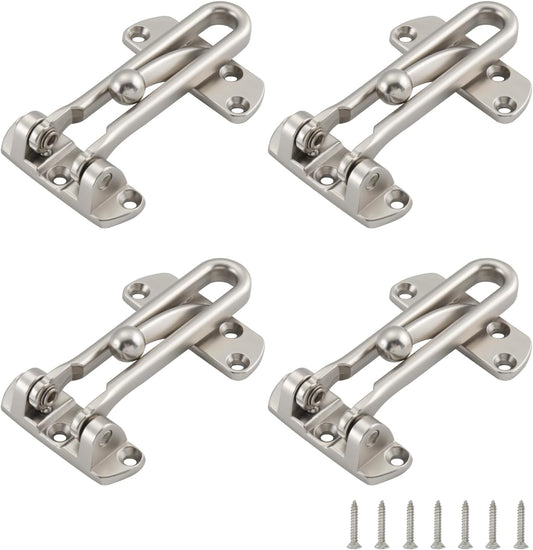 4 Pack WellMade Swing Bar Door Security Latch for Kids Safety and Home Security - Satin Nickel