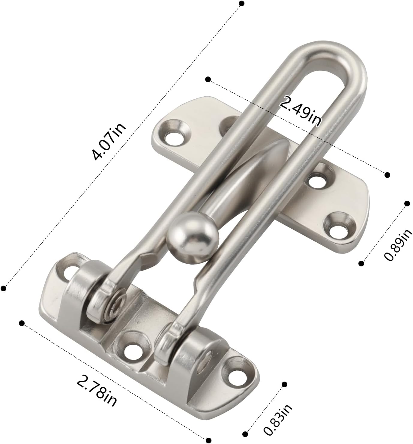 4 Pack WellMade Swing Bar Door Security Latch for Kids Safety and Home Security - Satin Nickel