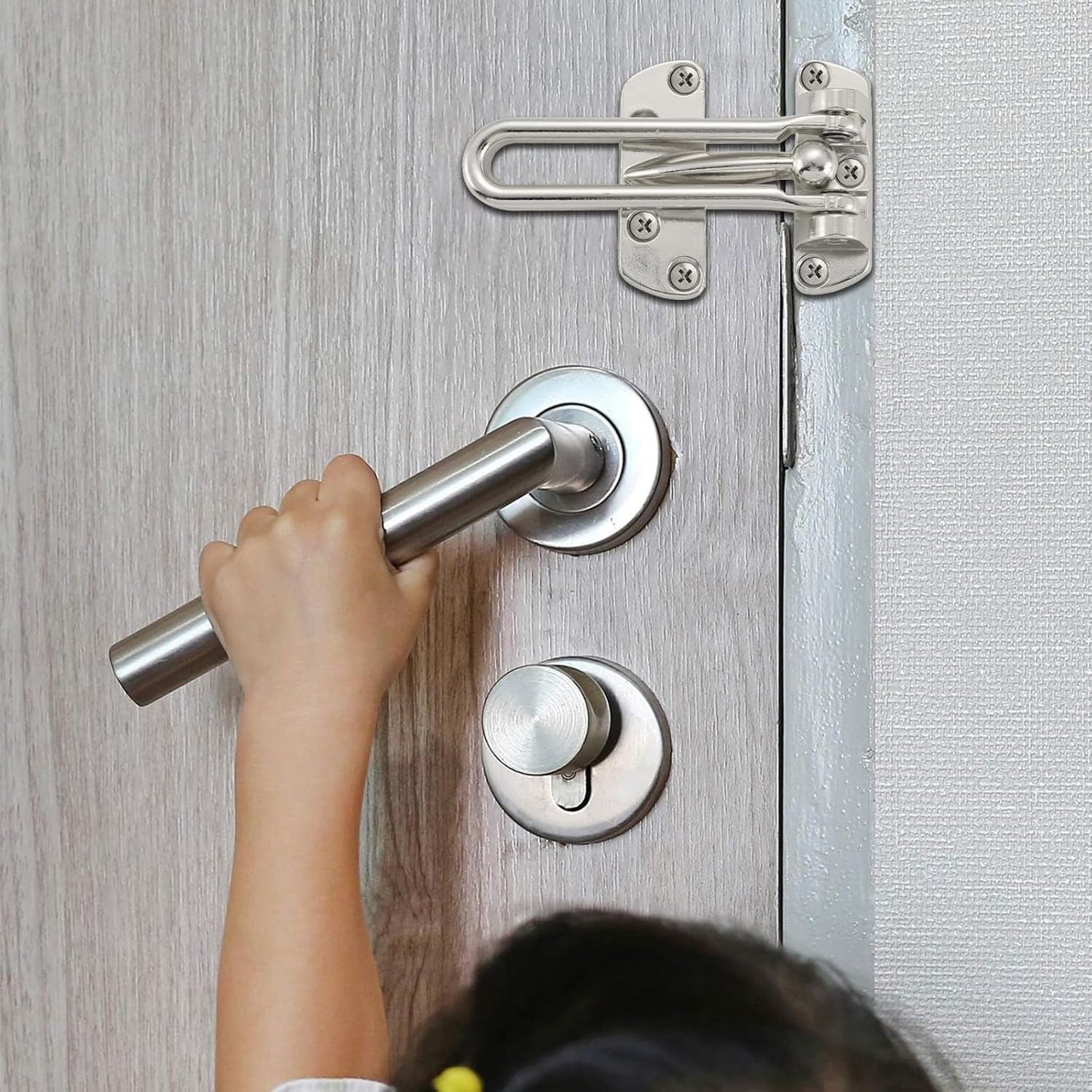 4 Pack WellMade Swing Bar Door Security Latch for Kids Safety and Home Security - Satin Nickel