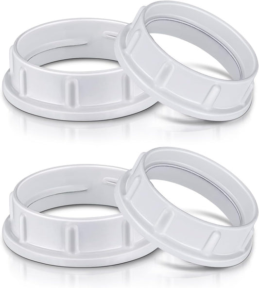 4-Pack White Aluminum Threaded Socket Ring for Medium Base E26 Sockets - Fits Glass Lamp Shades/Light Fixtures - 1-1/2 Inch Thread Diameter