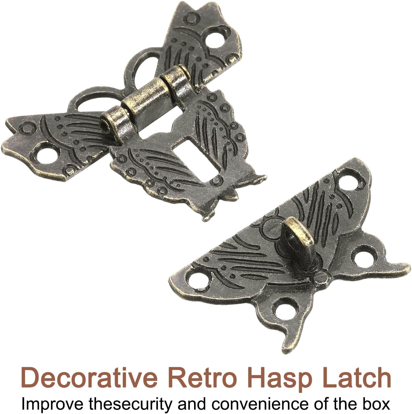 4 Pcs Butterfly Decorative Retro Box Toggle Latch with Padlock Hole - Bronze