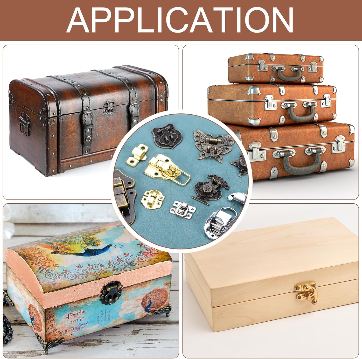 4 Pcs Butterfly Decorative Retro Box Toggle Latch with Padlock Hole - Bronze