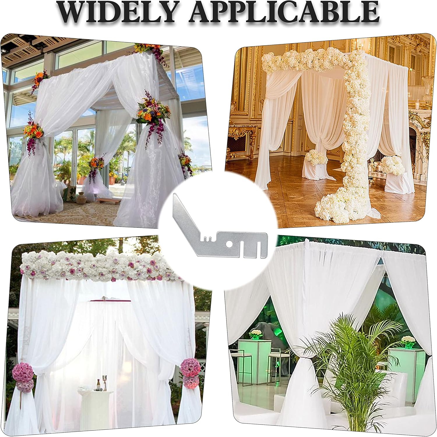 4 Piece 3'' Pipe and Drape Backdrop Kit with Double Stand & Cross Bar Hangers for Wedding Backdrops