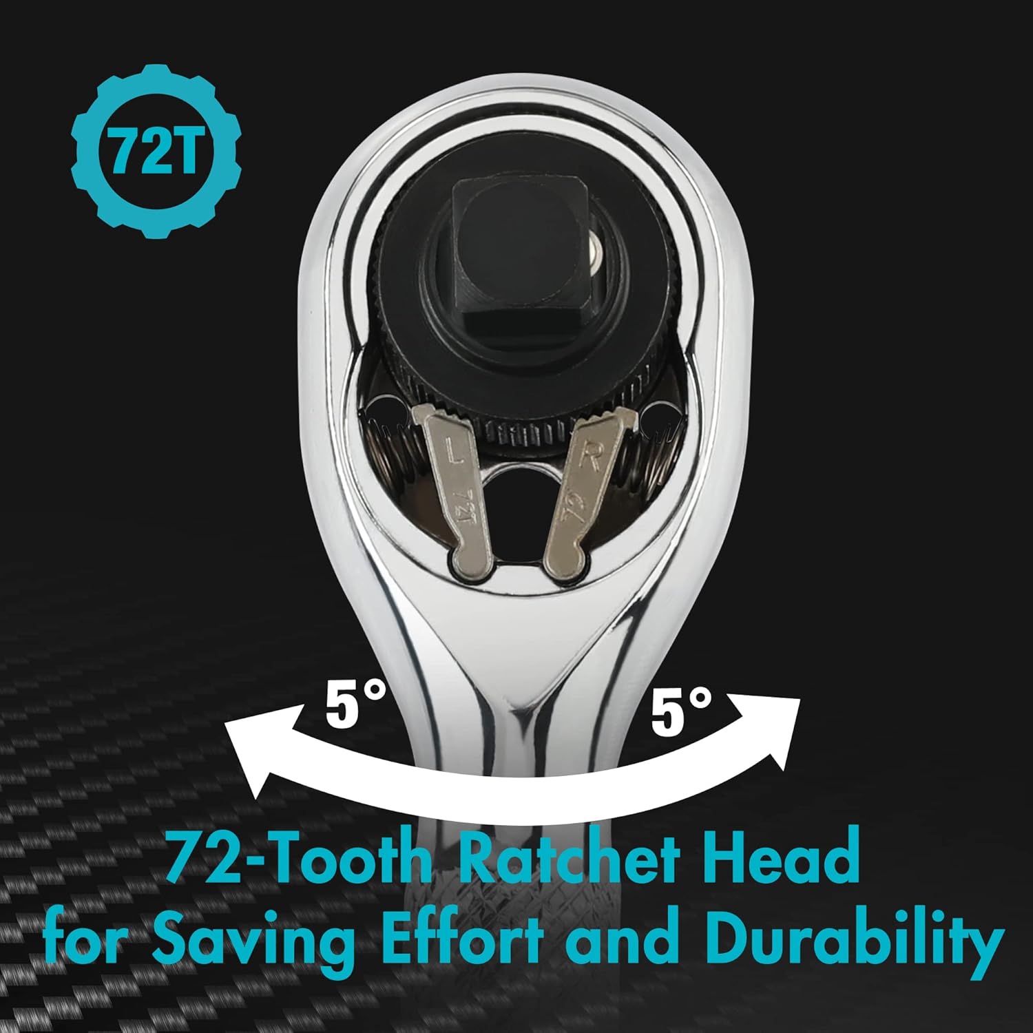 4-Piece DURATECH Stubby Ratchet Set with Extension Bars, 1/4" and 3/8" Ratchets, 72-T Reversible Head, Chrome Plated Finish