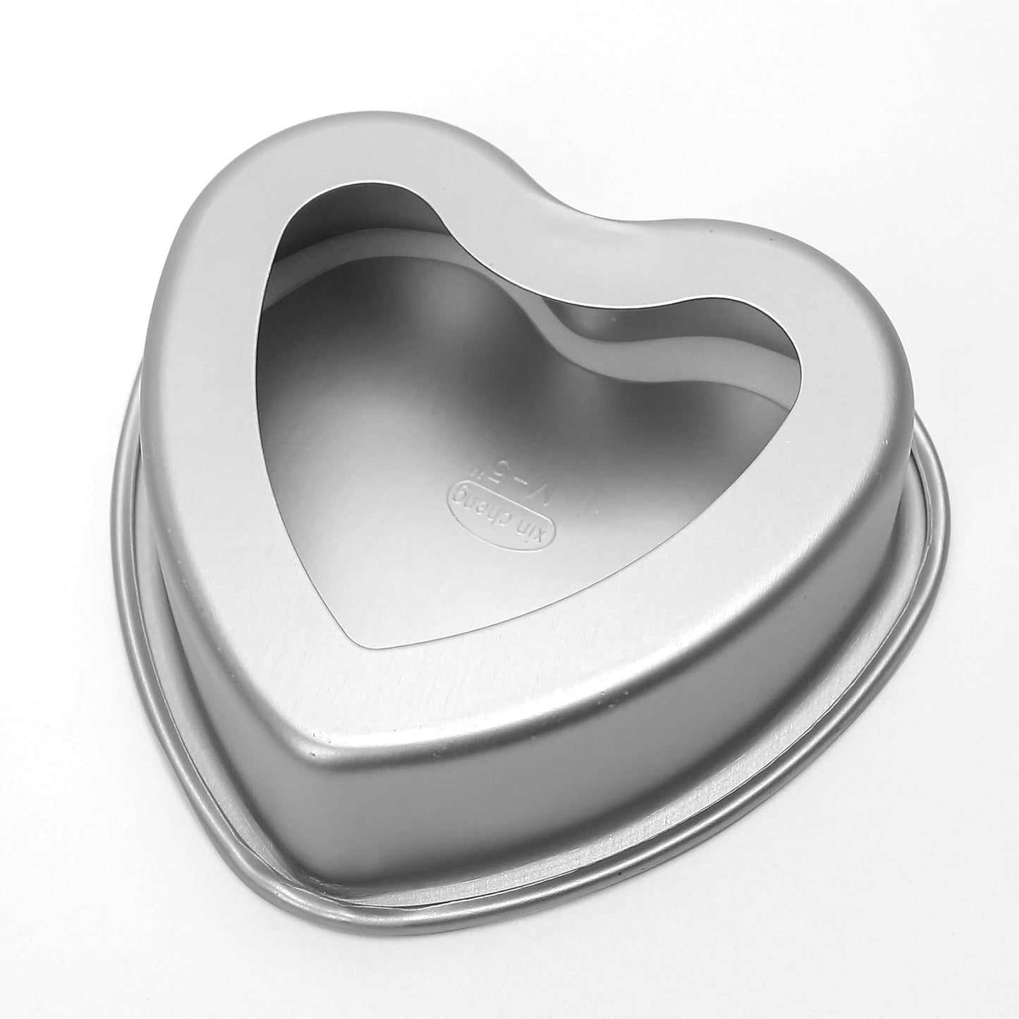 4-Piece Heart Shaped Aluminum Pans Set - Non-Stick Cake Tray Mold Tin Pack - 5", 6", 8", 10" Sizes - Removable Bottom - Quiche, Muffin, Chocolate Baking - Silver Color