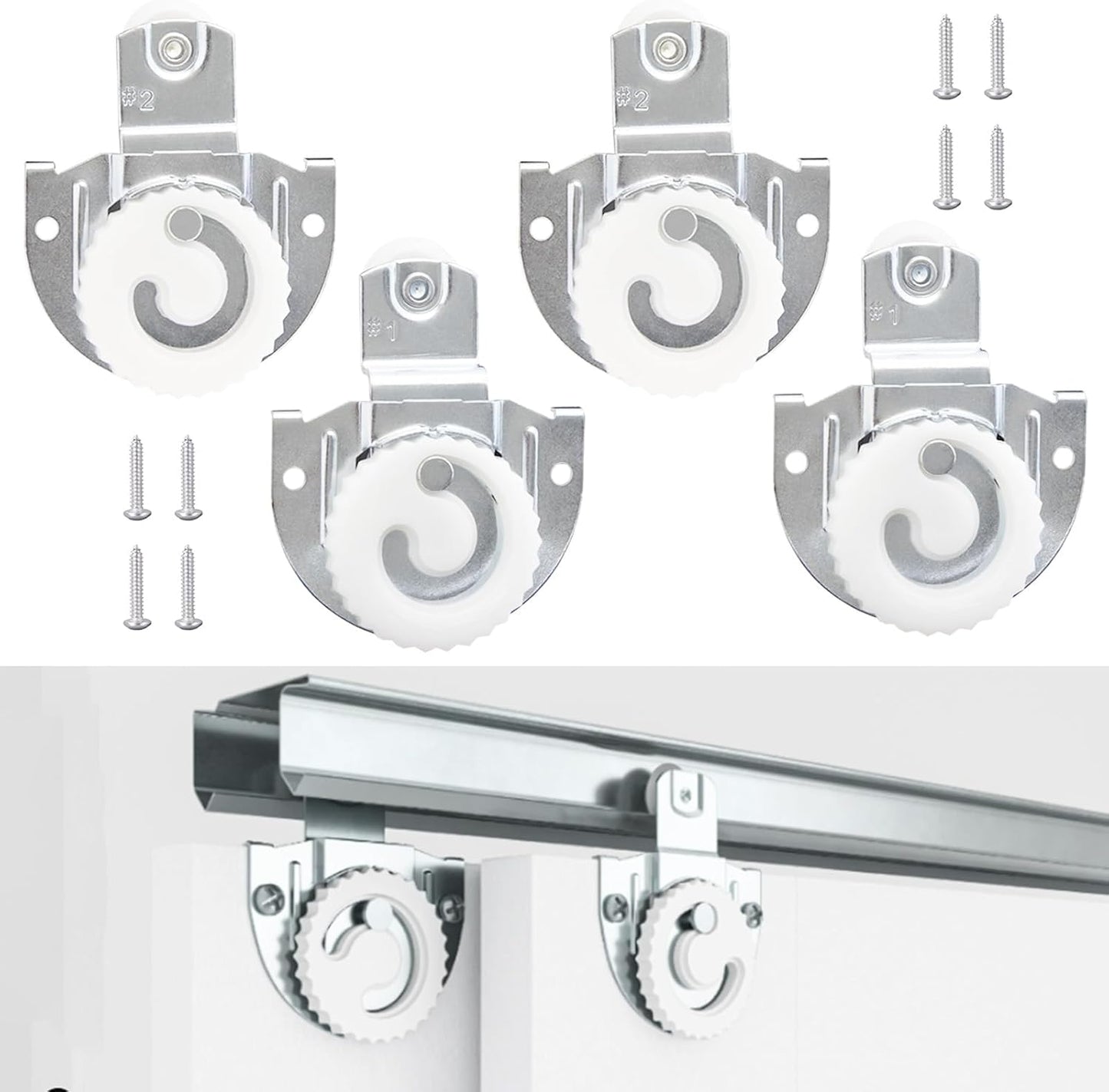 4-Piece Sliding Closet Door Rollers Replacement Kit for Smooth & Quiet Wardrobe Cabinet Sliding - Includes Screws (Set of 2) - WildKart