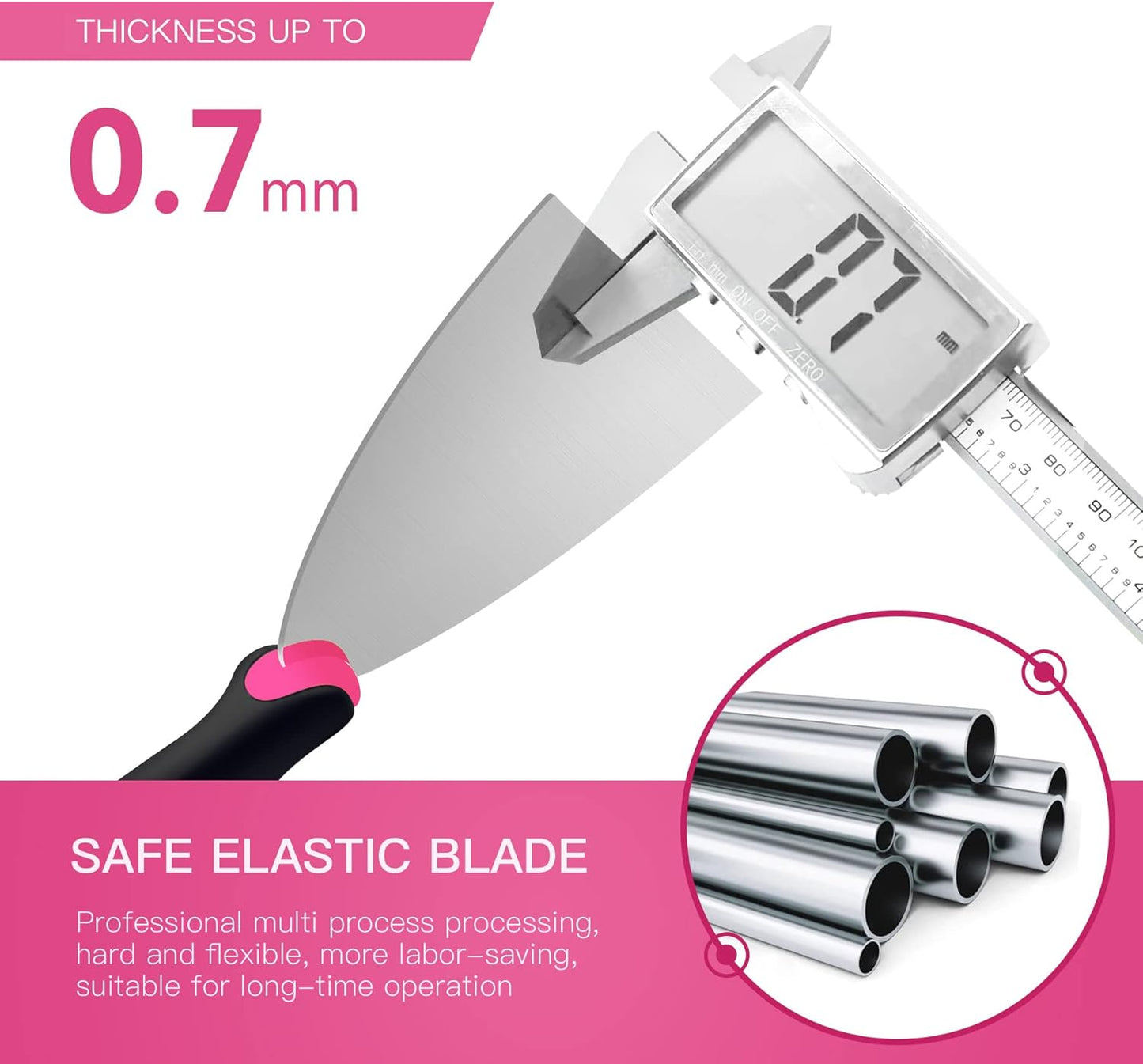 4-Piece Stainless Steel Putty Knife Set with Plastic Handle - Paint Scraper for Cleaning, Decorating, DIY - DEKEones - Pink