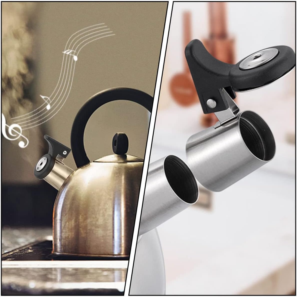4-Piece Stainless Steel Tea Kettle Whistle Nozzle Alarm System - Stovetop Water Boiler Supplies