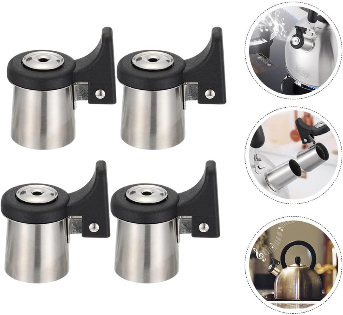 4-Piece Stainless Steel Tea Kettle Whistle Nozzle Alarm System - Stovetop Water Boiler Supplies