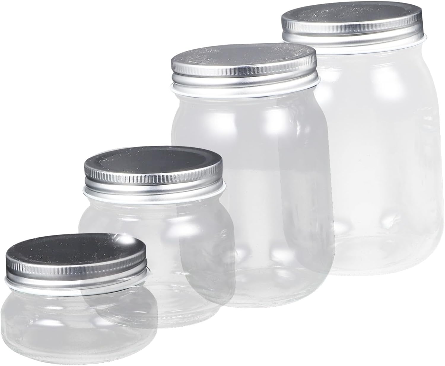 4-Piece Wide Mouth Glass Mason Jars Set for Easter Home Decor - Ideal for Marmalade, Honey, and Sealing