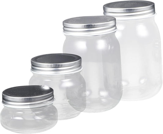 4-Piece Wide Mouth Glass Mason Jars Set for Easter Home Decor - Ideal for Marmalade, Honey, and Sealing