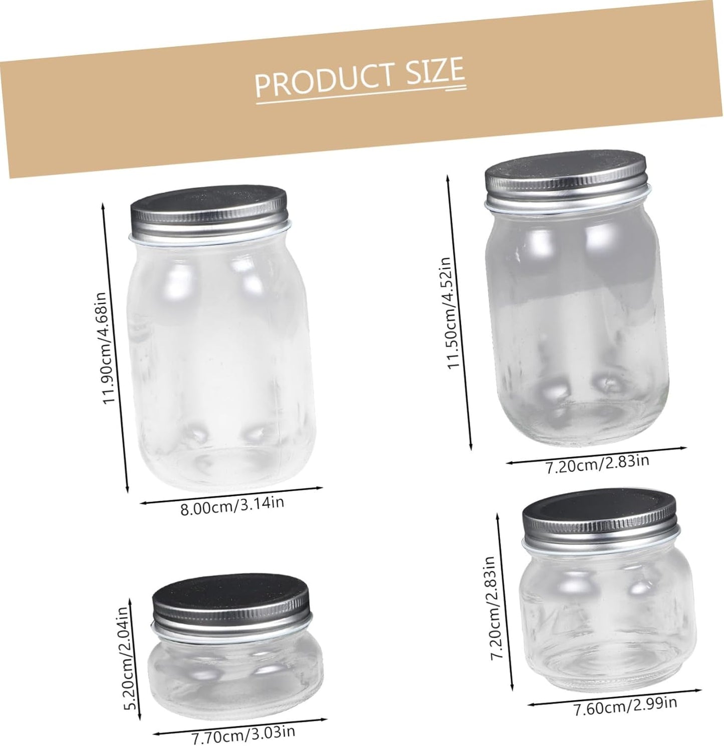4-Piece Wide Mouth Glass Mason Jars Set for Easter Home Decor - Ideal for Marmalade, Honey, and Sealing