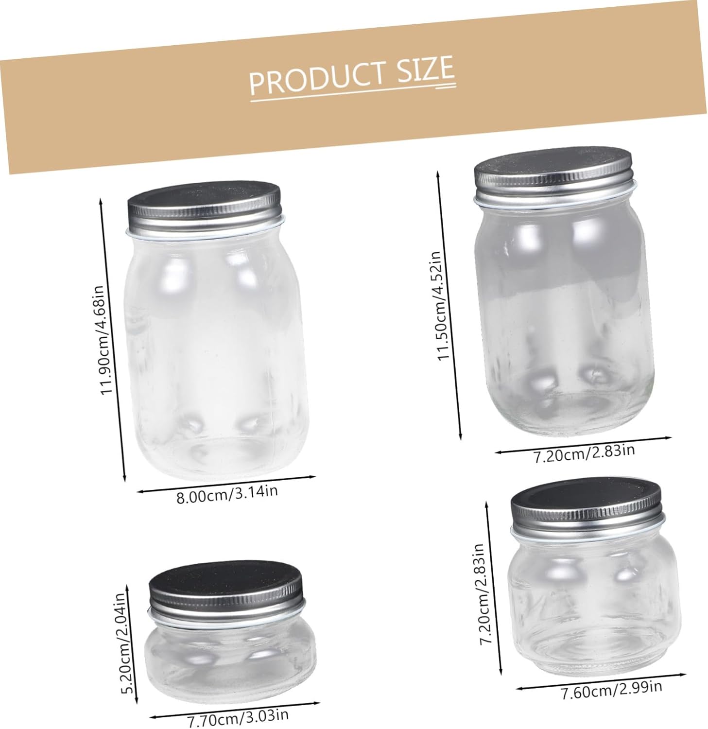 4-Piece Wide Mouth Glass Mason Jars Set for Easter Home Decor - Ideal for Marmalade, Honey, and Sealing