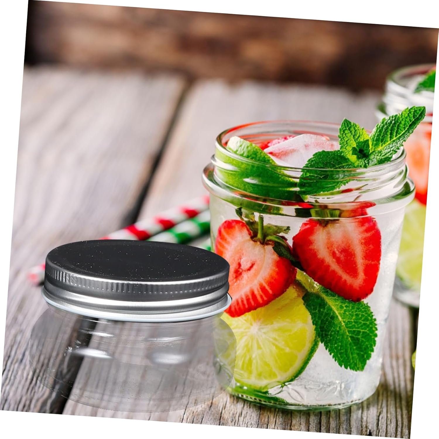 4-Piece Wide Mouth Glass Mason Jars Set for Easter Home Decor - Ideal for Marmalade, Honey, and Sealing