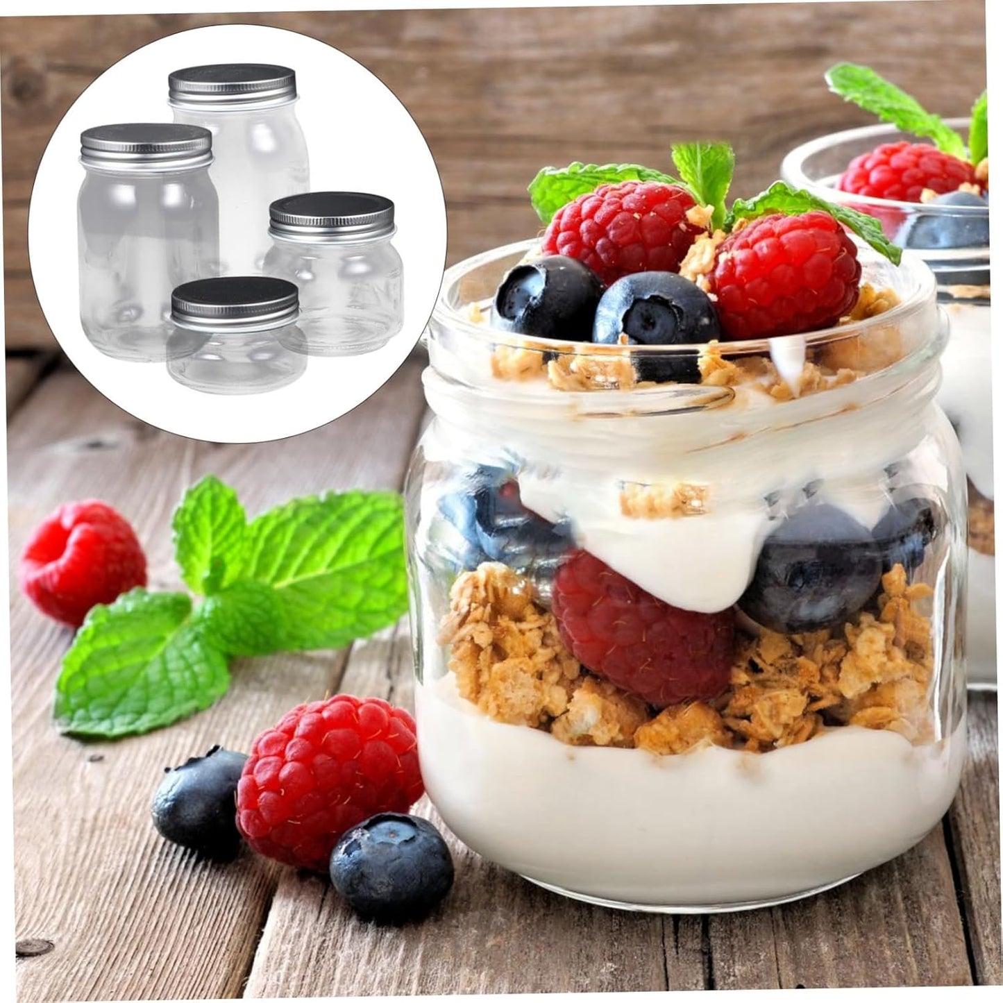 4-Piece Wide Mouth Glass Mason Jars Set for Easter Home Decor - Ideal for Marmalade, Honey, and Sealing