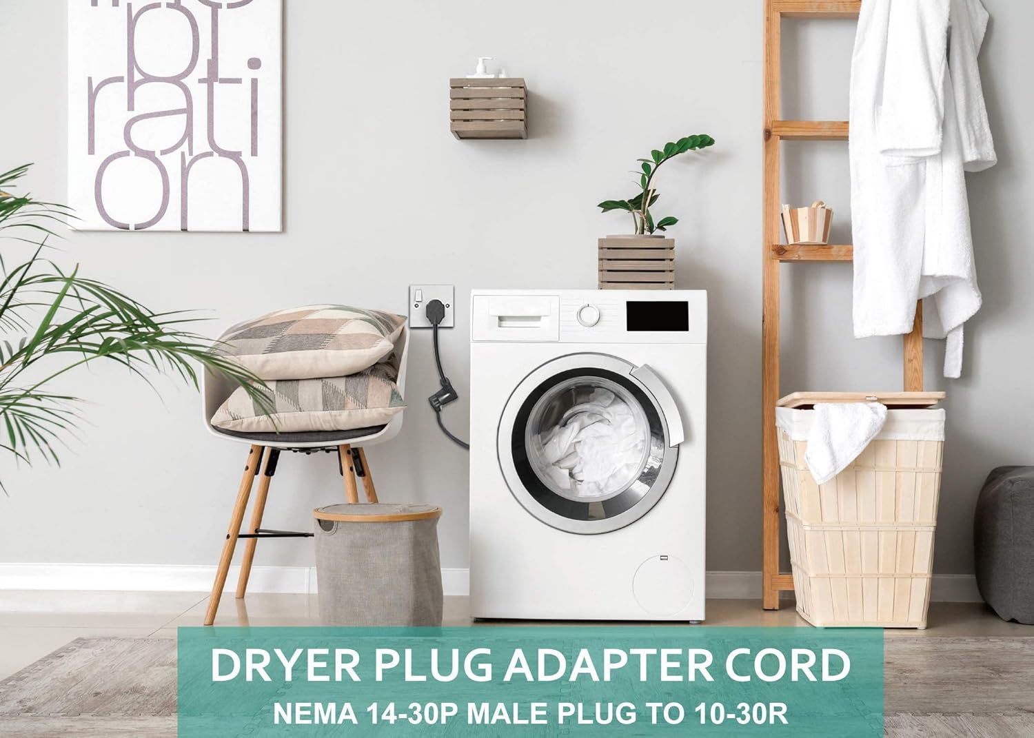 4 Prong Electric Dryer Plug Adapter NEMA 14-30P to 10-30R, 30A 125/250V 1.5FT - UL Compliant