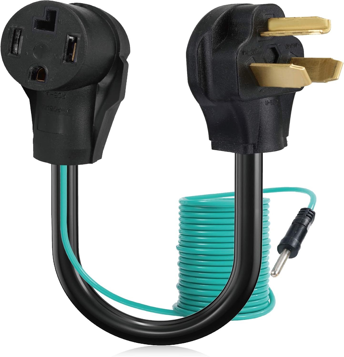 4 Prong to 3 Prong Dryer Adapter Cord - NEMA 10-30P Male to 14-30R Female 30 Amp Adaptor with Safety Ground Wire - 1.5FT