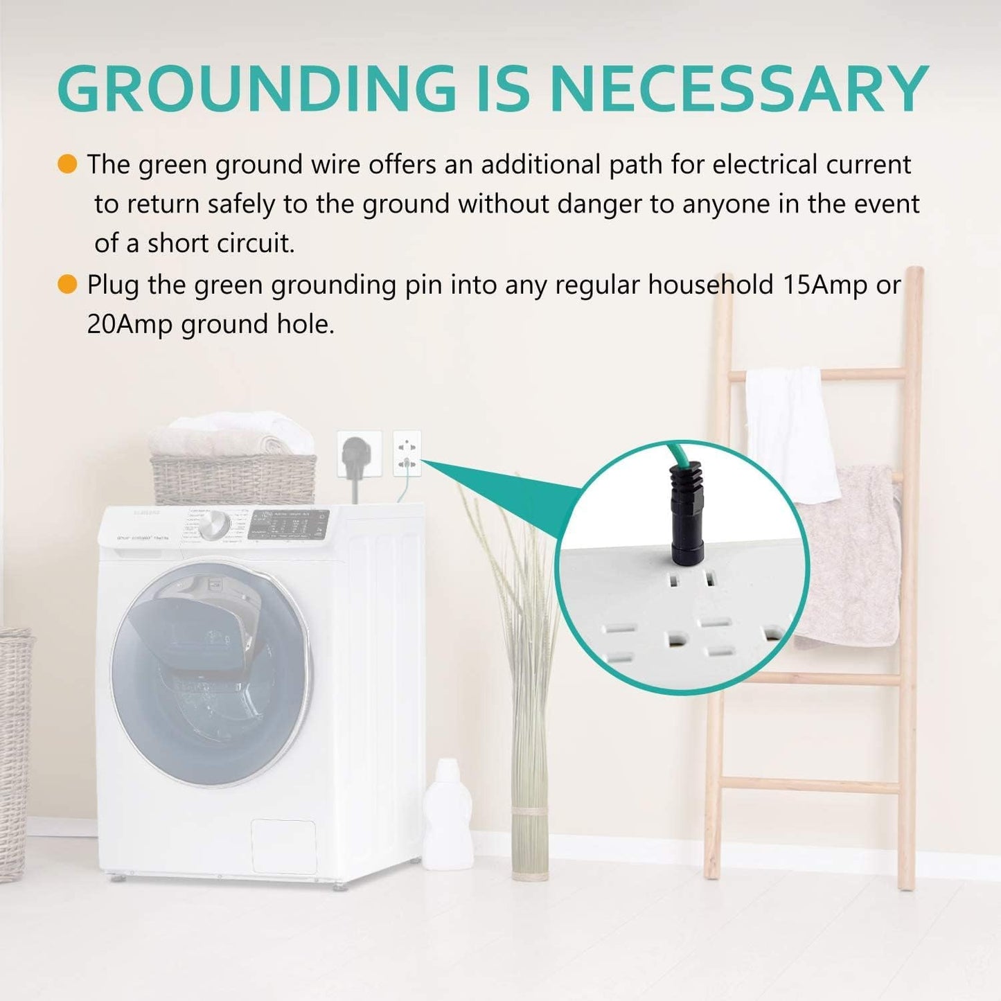 4 Prong to 3 Prong Dryer Adapter Cord - NEMA 10-30P Male to 14-30R Female 30 Amp Adaptor with Safety Ground Wire - 1.5FT