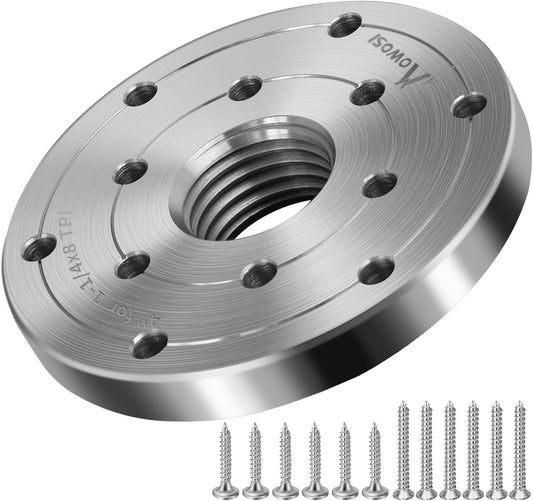 4" Wood Lathe Steel Faceplate - Fits 1-1/4" x 8TPI Spindle - Durable Lathe Face Plate for Wood Turning