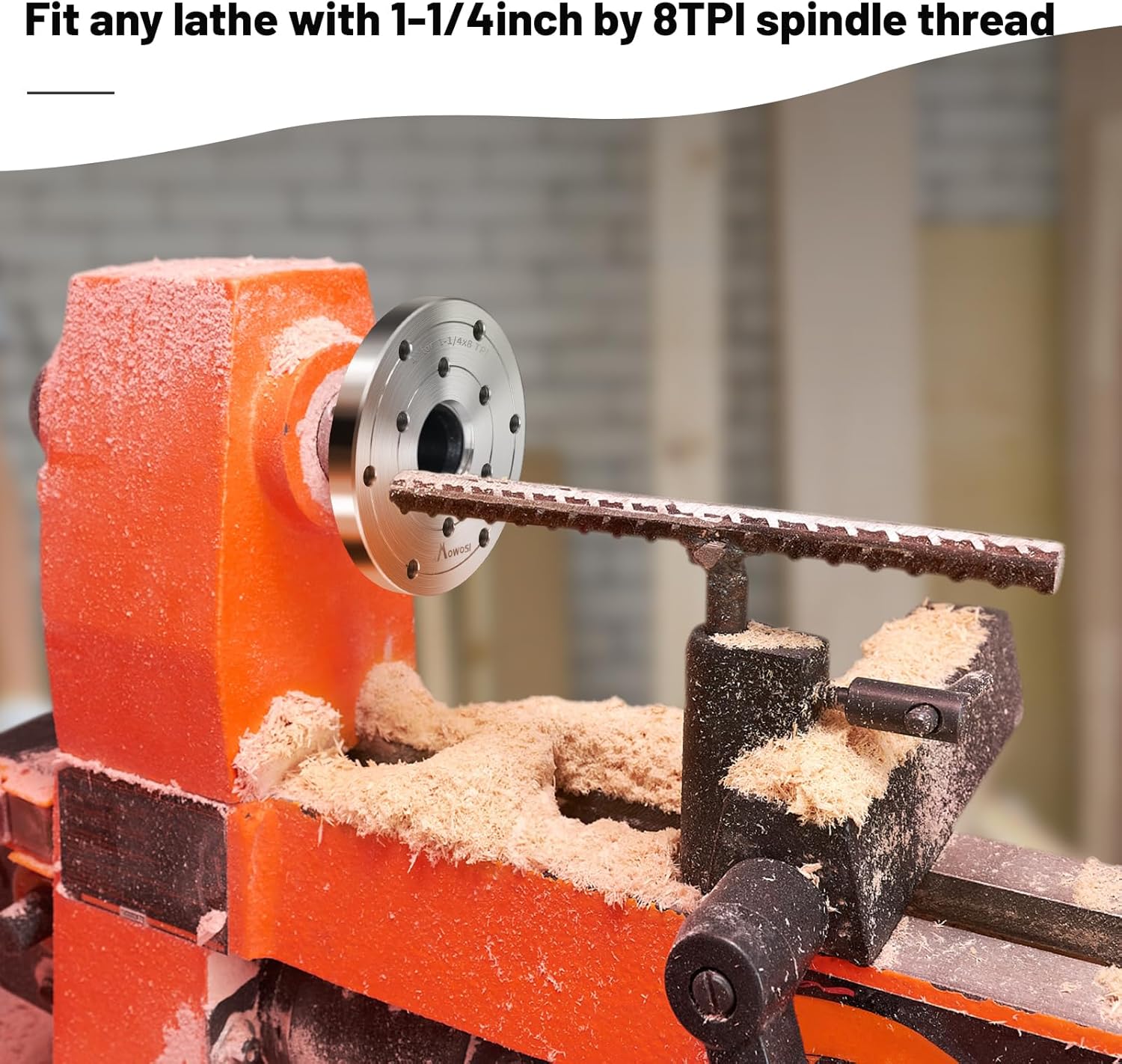 4" Wood Lathe Steel Faceplate - Fits 1-1/4" x 8TPI Spindle - Durable Lathe Face Plate for Wood Turning