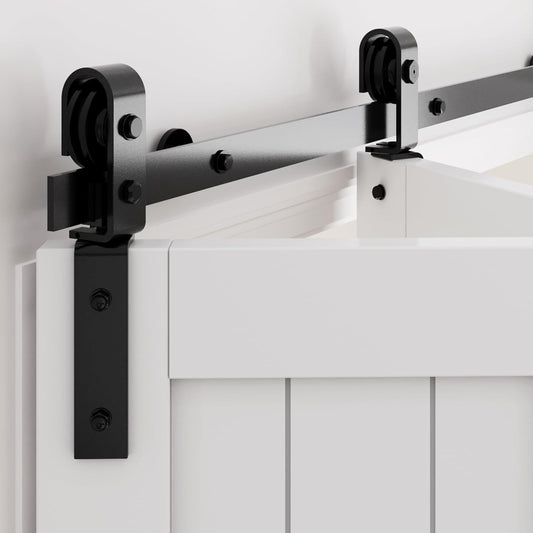 40" Bifold Barn Door Hardware Kit for 36" Closet Doors - Smooth & Quiet Sliding Track Set in Black - Easy Installation Foldable Door Hardware Without Door - WildKart