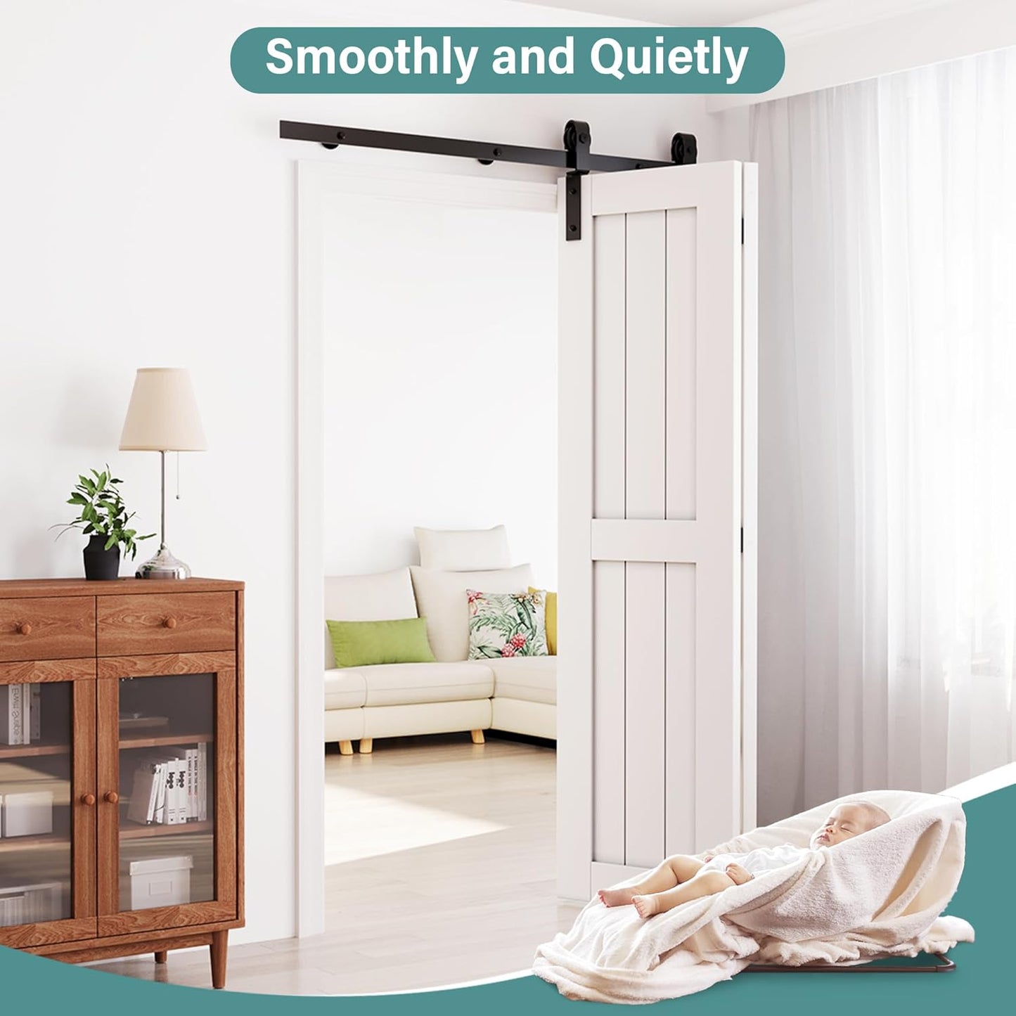 40" Bifold Barn Door Hardware Kit for 36" Closet Doors - Smooth & Quiet Sliding Track Set in Black - Easy Installation Foldable Door Hardware Without Door - WildKart