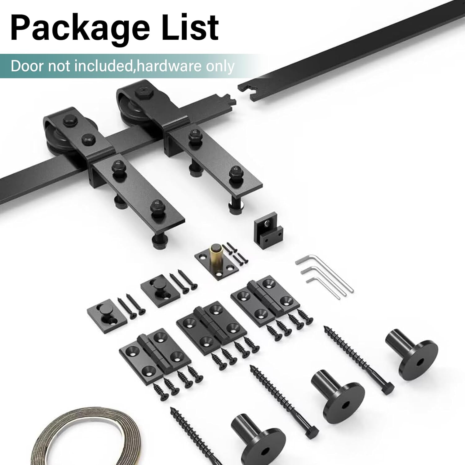 40" Bifold Barn Door Hardware Kit for 36" Closet Doors - Smooth & Quiet Sliding Track Set in Black - Easy Installation Foldable Door Hardware Without Door - WildKart