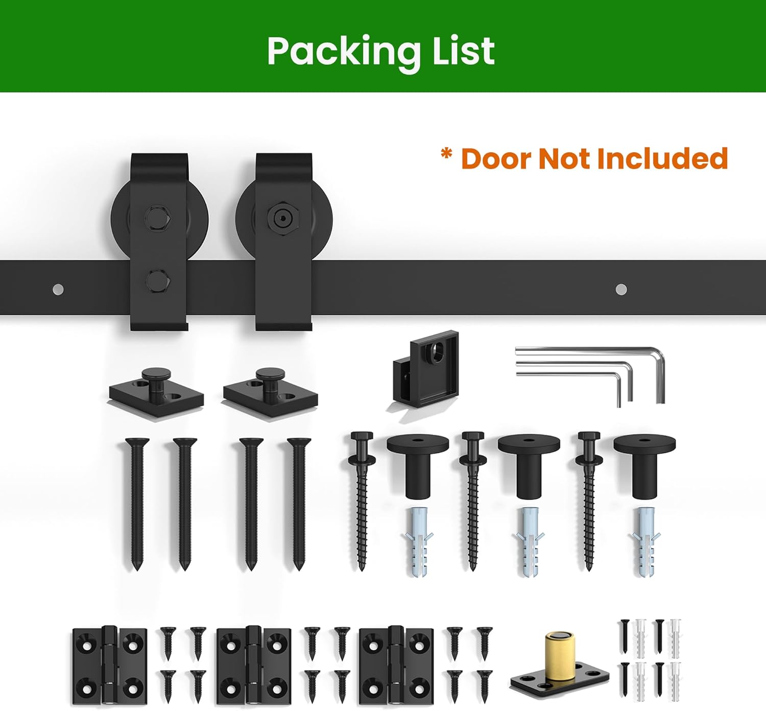 40" Bifold Sliding Barn Door Hardware Kit, Top Mount Bi-Folding Track for Double 18" Doors, Smooth & Quiet, Black - No Door - WildKart