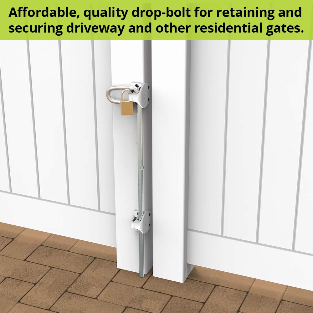 40" D&D Technologies QB240 Q-Bolt Drop Bolt for Square Post Wood & Vinyl Gates - Padlockable with Padlock Storage