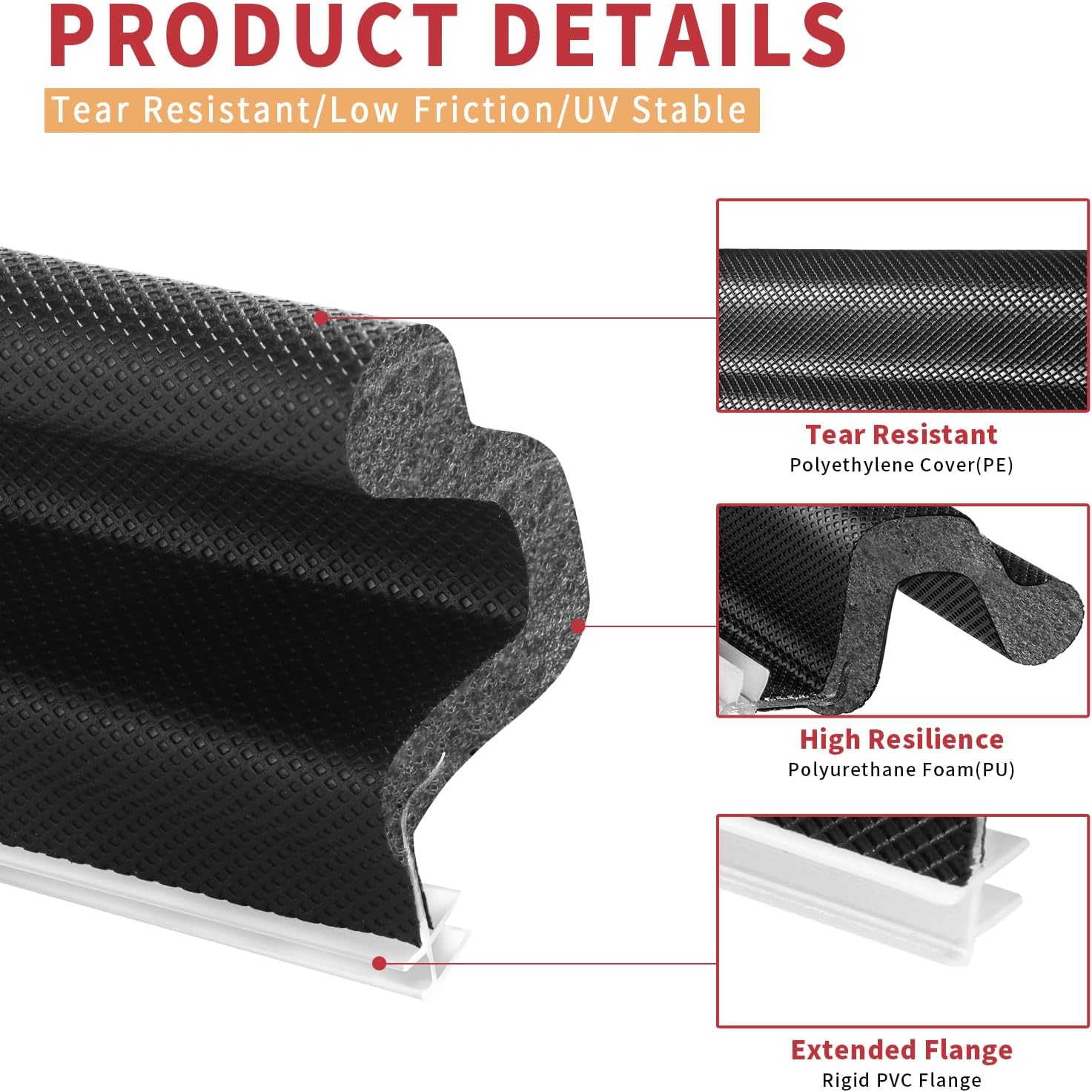 40 Feet Long Reach V-Shaped Door Weather Stripping Seal Strip - Easy-to-Cut Black Replacement Kerf Weather Stripping for Door Insulation