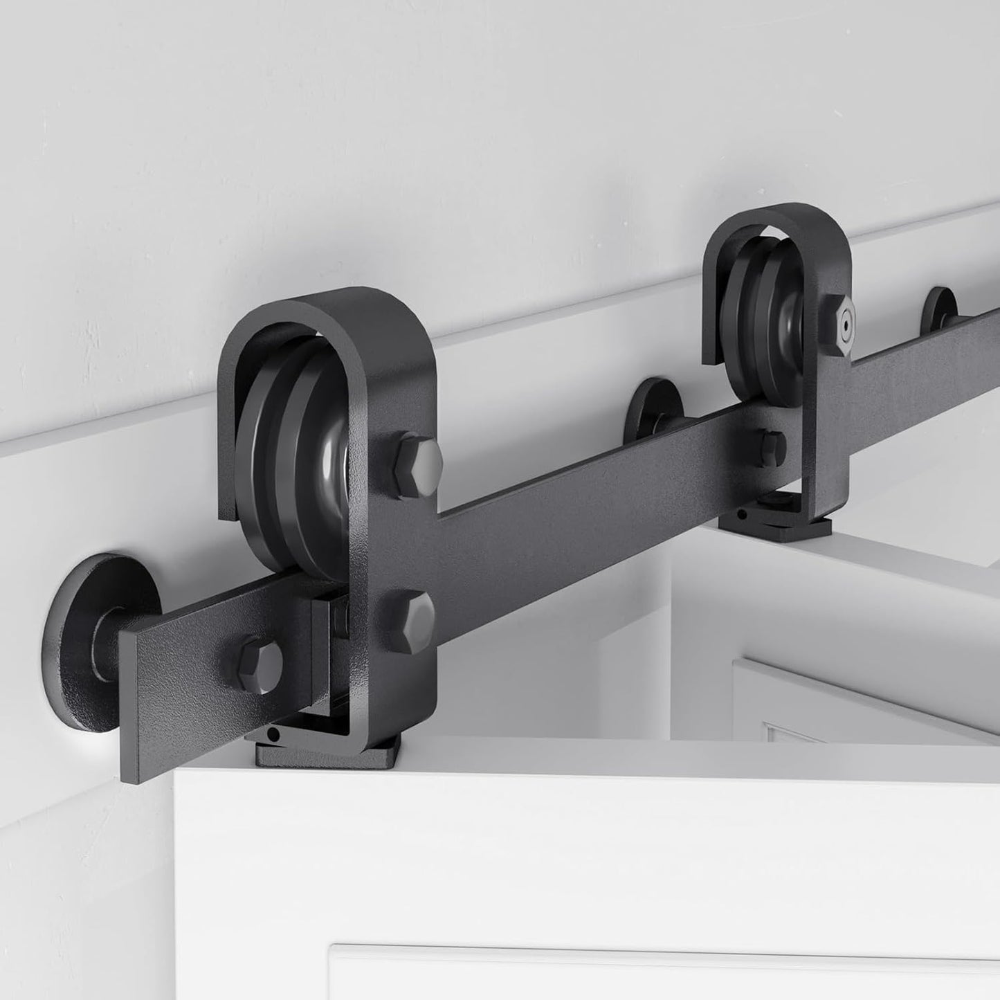40-inch Bifold Barn Door Hardware Kit for Two 18-inch Closet Doors - Top Mount Sliding System with Heavy Duty Roller - Smooth & Quiet - Black Color - WildKart