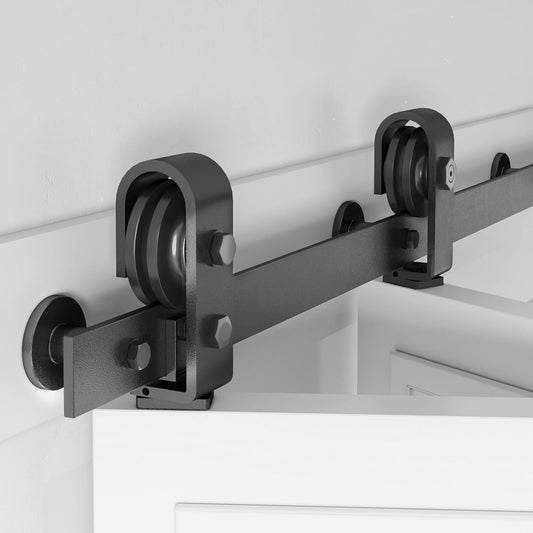 40-inch Bifold Barn Door Hardware Kit for Two 18-inch Closet Doors - Top Mount Sliding System with Heavy Duty Roller - Smooth & Quiet - Black Color - WildKart