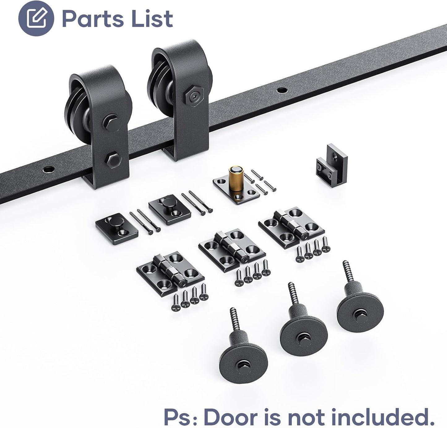 40-inch Bifold Barn Door Hardware Kit for Two 18-inch Closet Doors - Top Mount Sliding System with Heavy Duty Roller - Smooth & Quiet - Black Color - WildKart