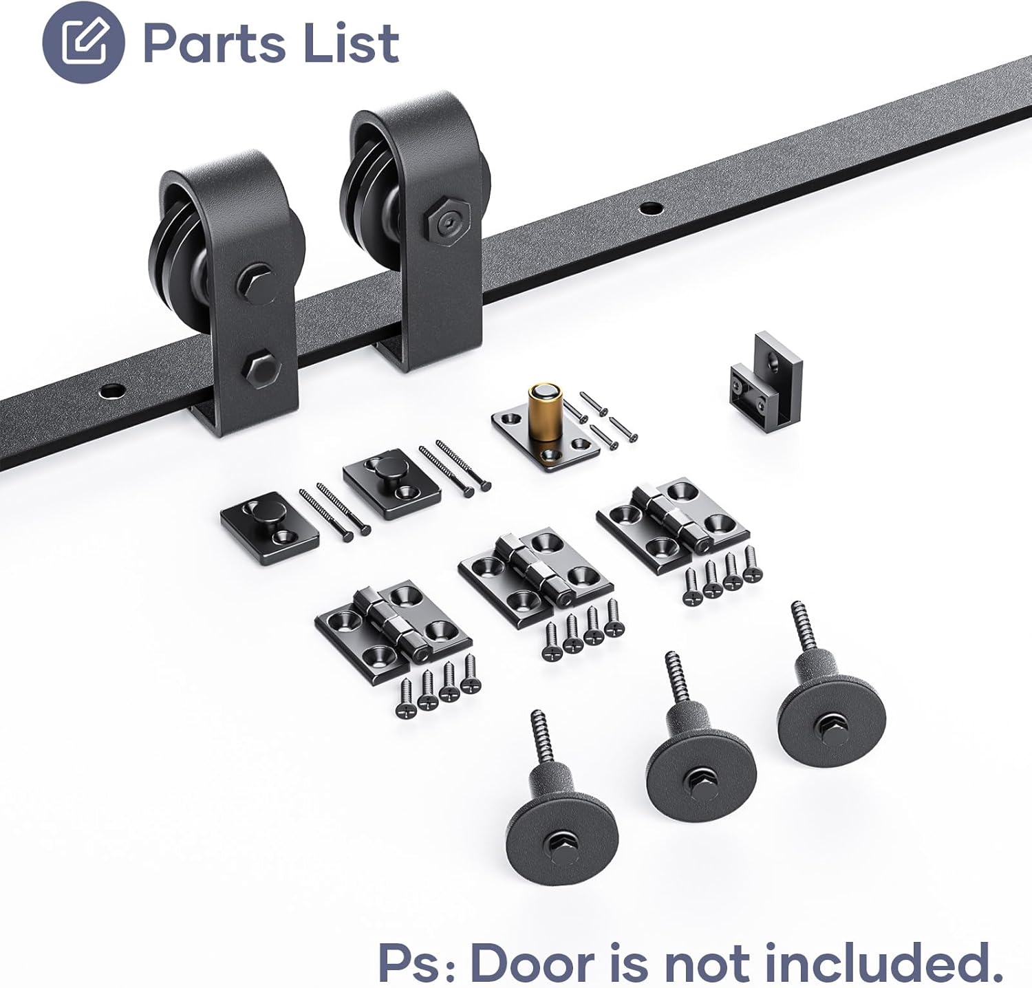 40-inch Bifold Barn Door Hardware Kit for Two 18-inch Closet Doors - Top Mount Sliding System with Heavy Duty Roller - Smooth & Quiet - Black Color - WildKart