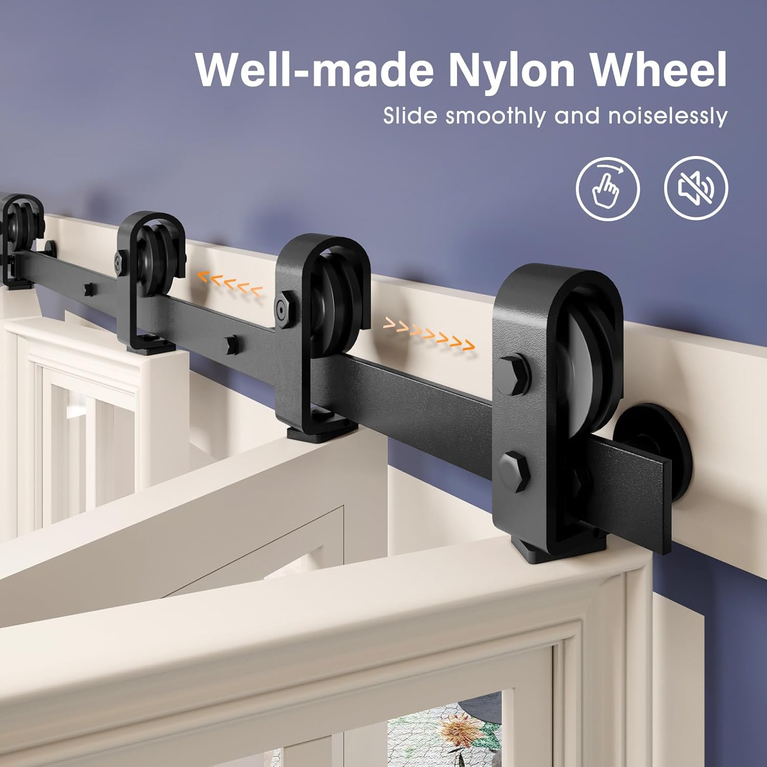 40-inch Bifold Barn Door Hardware Kit for Two 18-inch Closet Doors - Top Mount Sliding System with Heavy Duty Roller - Smooth & Quiet - Black Color - WildKart