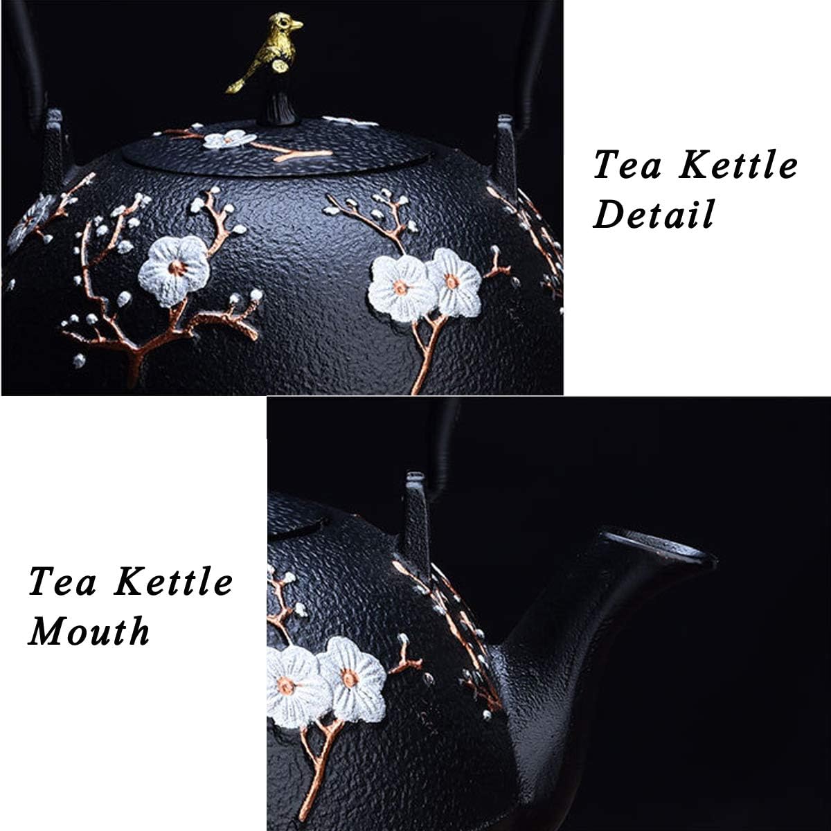 40 oz Cast Iron Tetsubin Tea Kettle with Stainless Steel Infuser - Healthy Japanese Tea Pot Workshop
