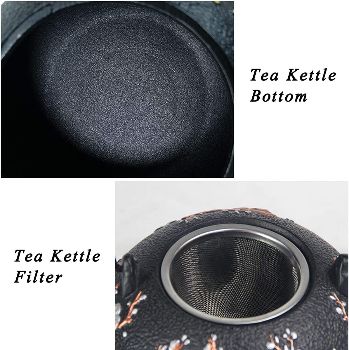 40 oz Cast Iron Tetsubin Tea Kettle with Stainless Steel Infuser - Healthy Japanese Tea Pot Workshop