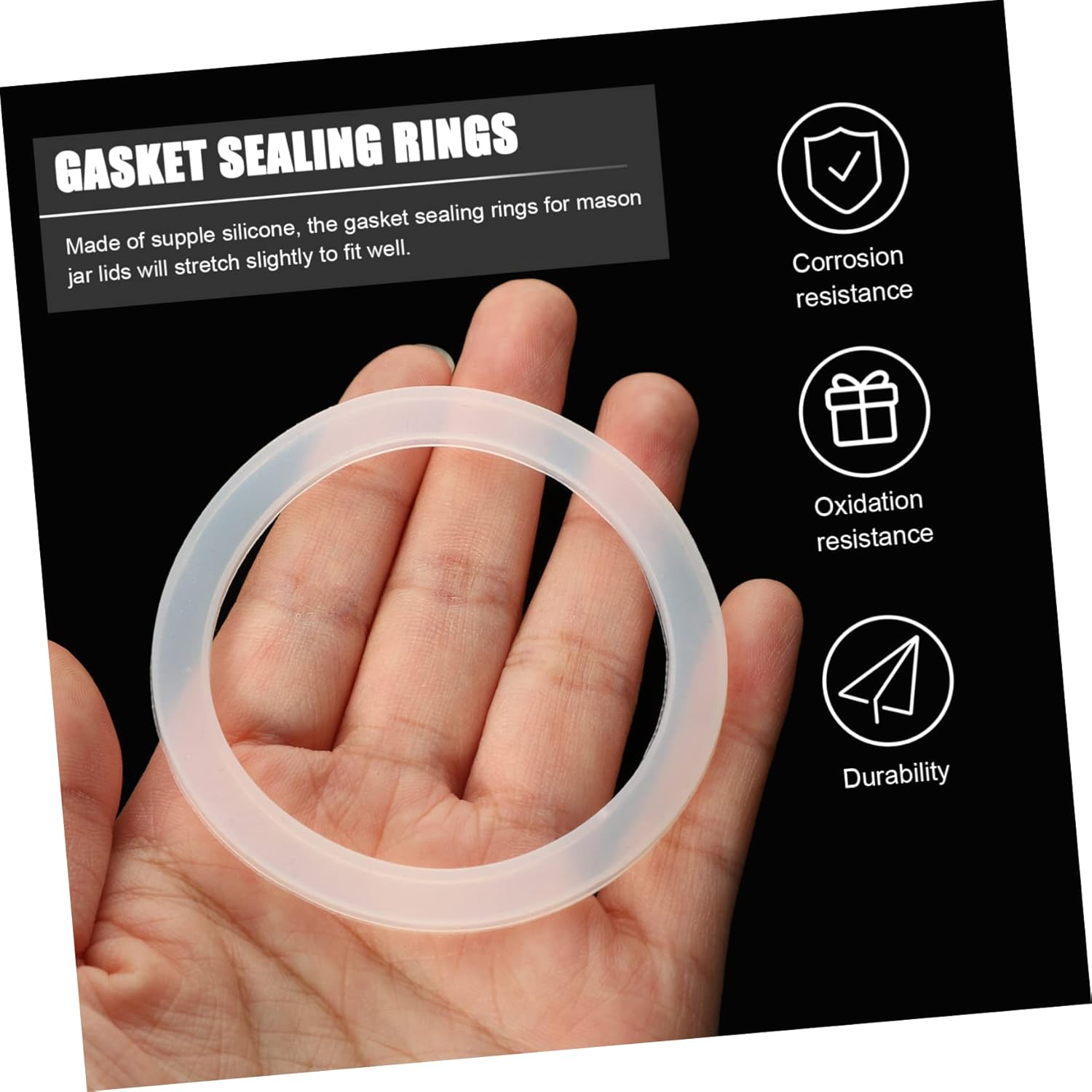 40-Pack Reusable Regular Mouth Mason Jar Seals with Macrame Cord - White Jar Gaskets for Canning Jar Lids