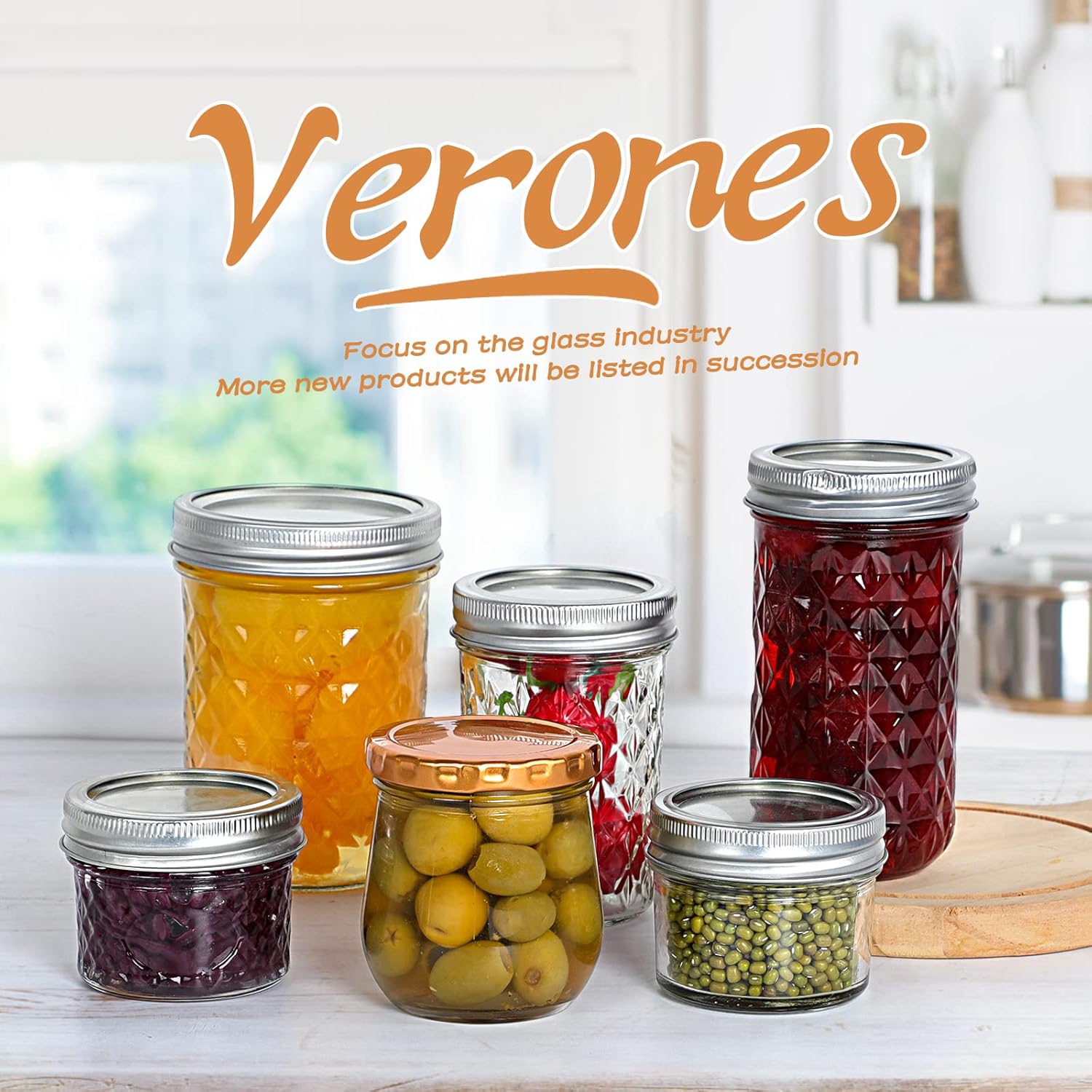 40 Pack VERONES 6oz Mason Jars with Lids - Perfect for Canning, Jam, Honey, Wedding Favors & DIY Spice Jars