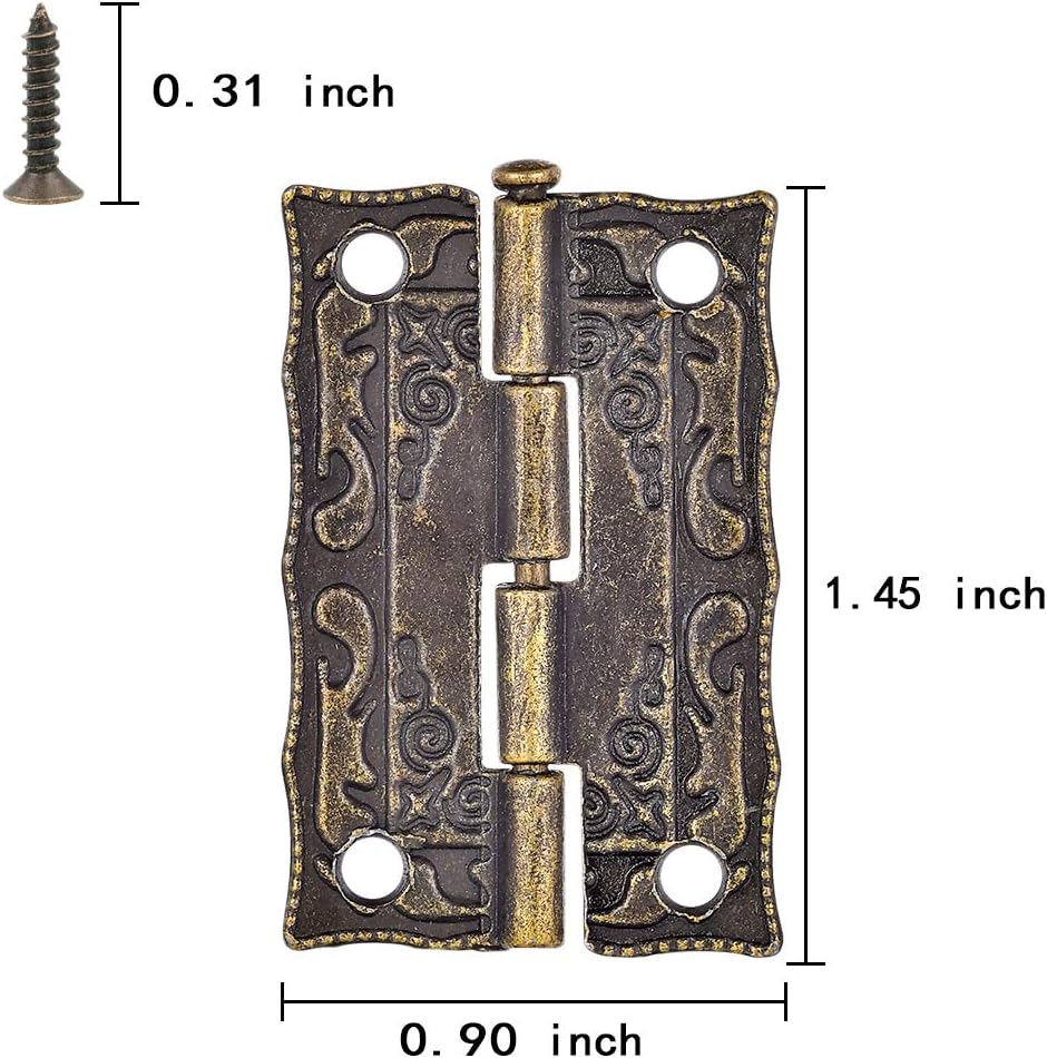 40-Piece Bronze Engraved Jewelry Box Hinge Repair Kit for Antique & Vintage Wooden Cases, Gift Boxes, Wine Boxes