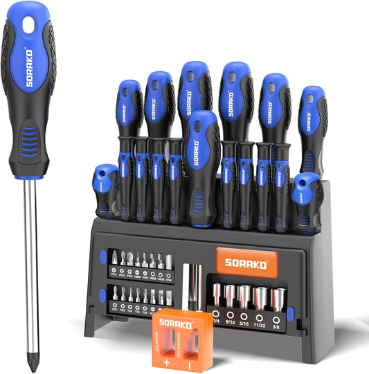 40-Piece Magnetic Screwdriver Set with Case and High Torque Go-Thru Steel Blades