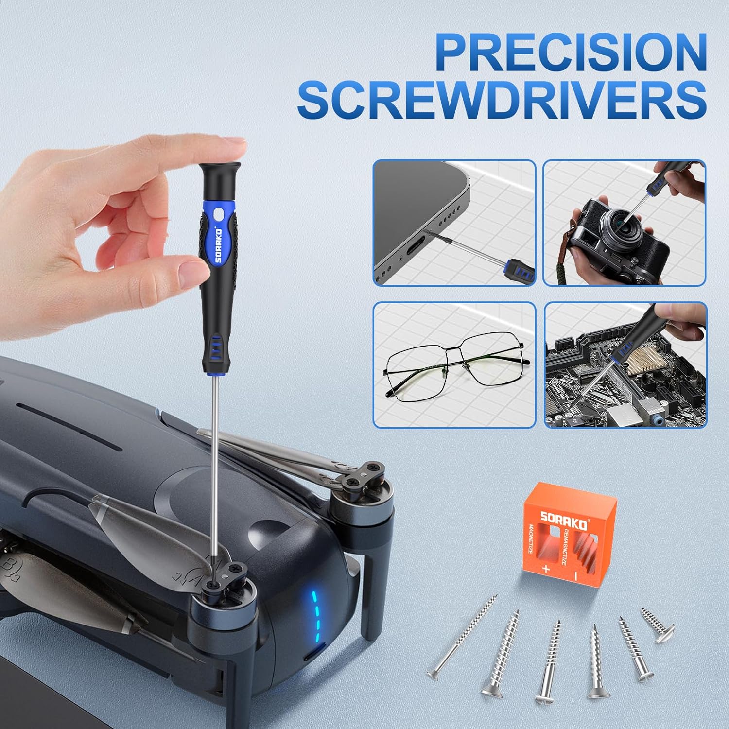 40-Piece Magnetic Screwdriver Set with Case and High Torque Go-Thru Steel Blades