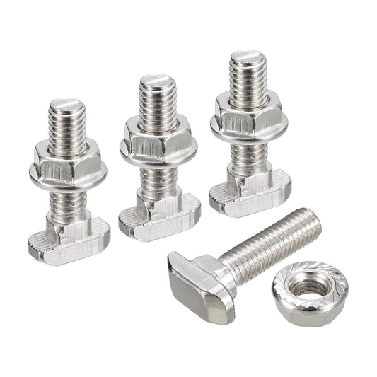 40 Sets of uxcell M8x30mm T Slot Drop-in Bolts & M8 Hex Flange Nuts for 40 Series Aluminum Profiles