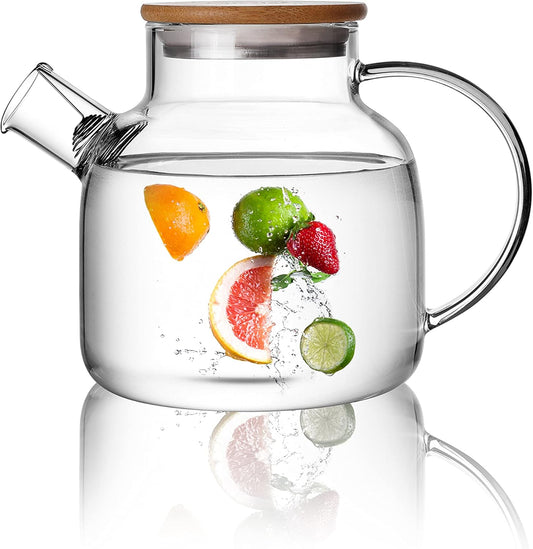 40.6oz Clear Glass Teapot with Removable Filter Spout for Stovetop - Perfect for Loose Leaf and Blooming Tea Making