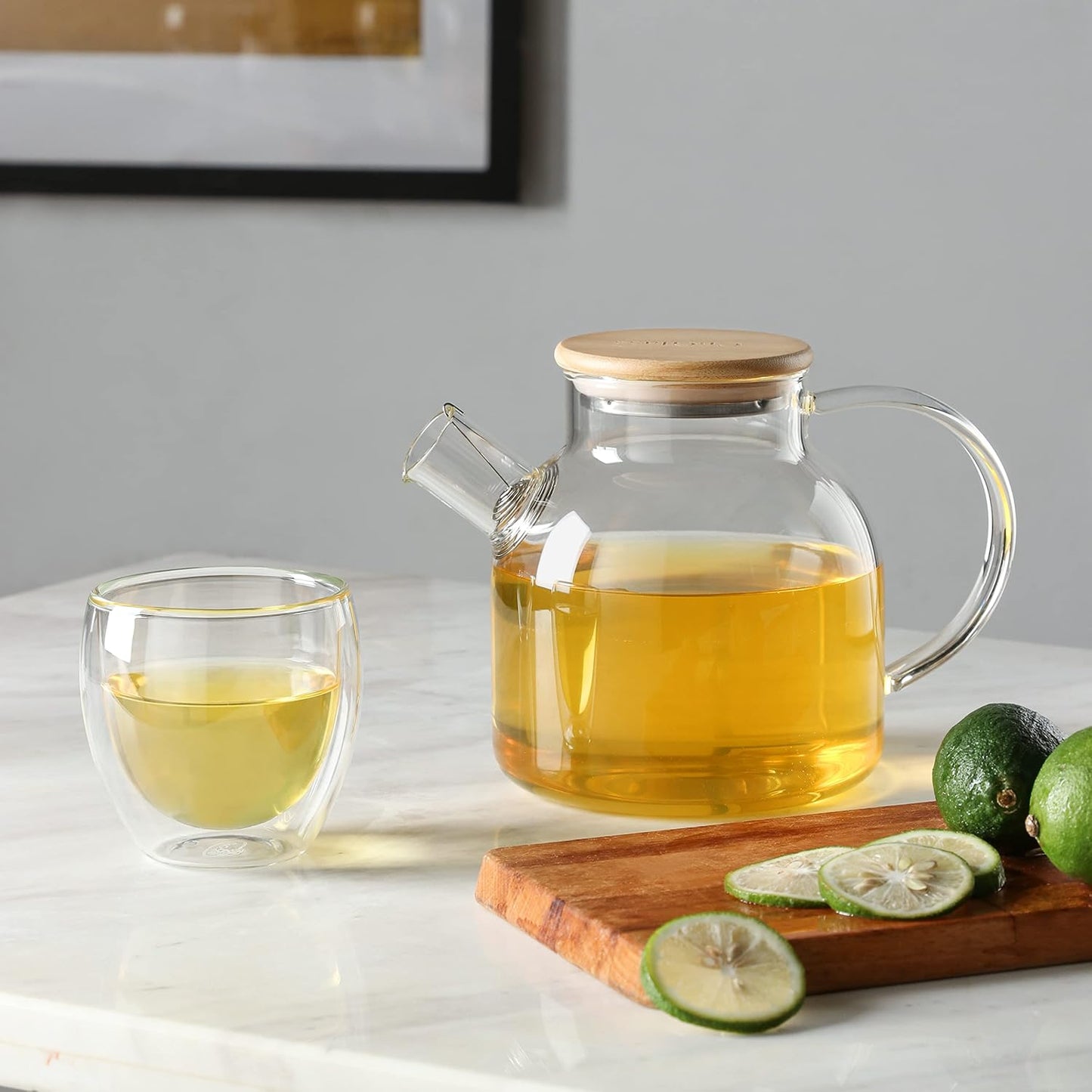40.6oz Clear Glass Teapot with Removable Filter Spout for Stovetop - Perfect for Loose Leaf and Blooming Tea Making